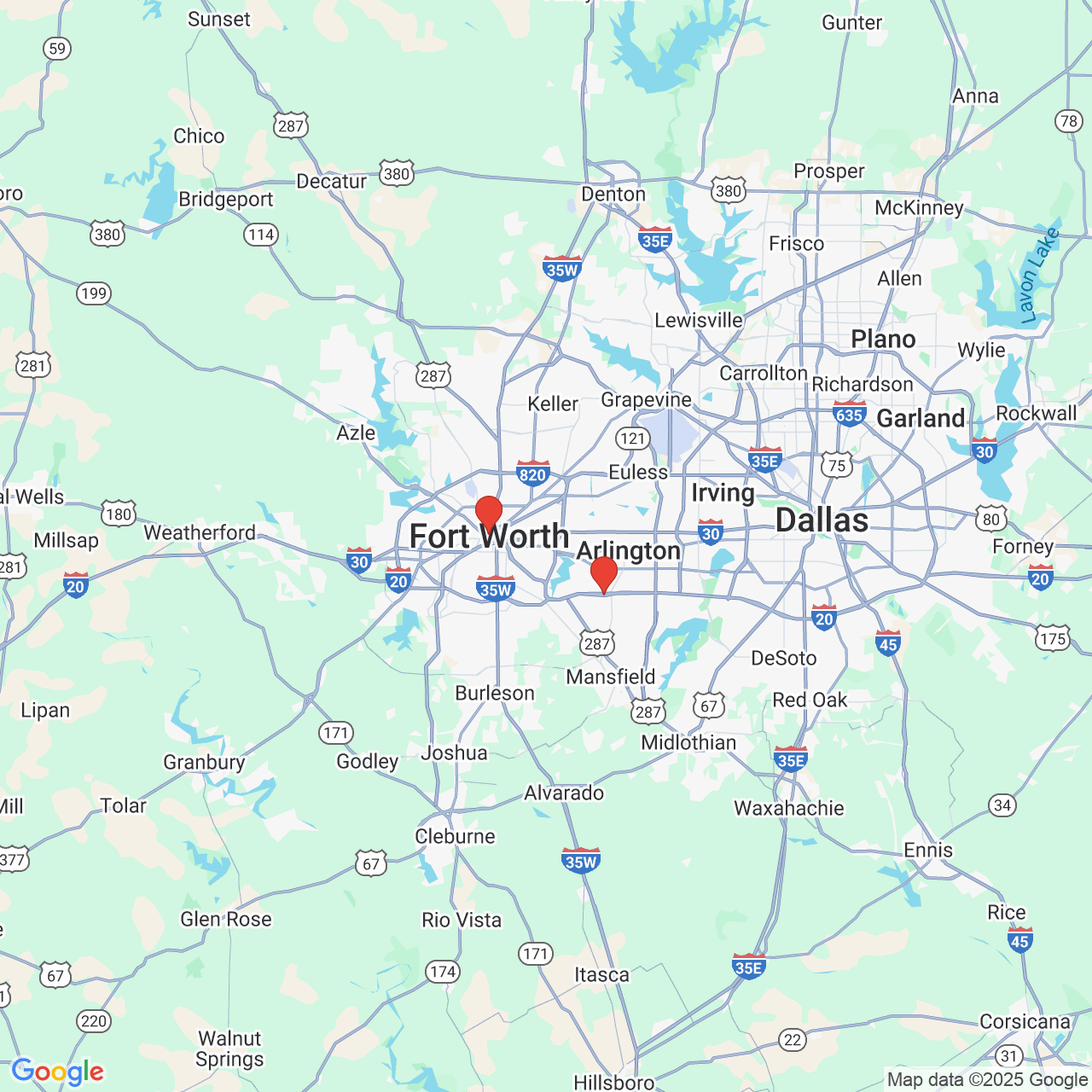 Google map image of our locations